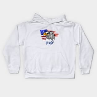 American Eagle Flag Patriotic Graphic 4th of July Kids Hoodie